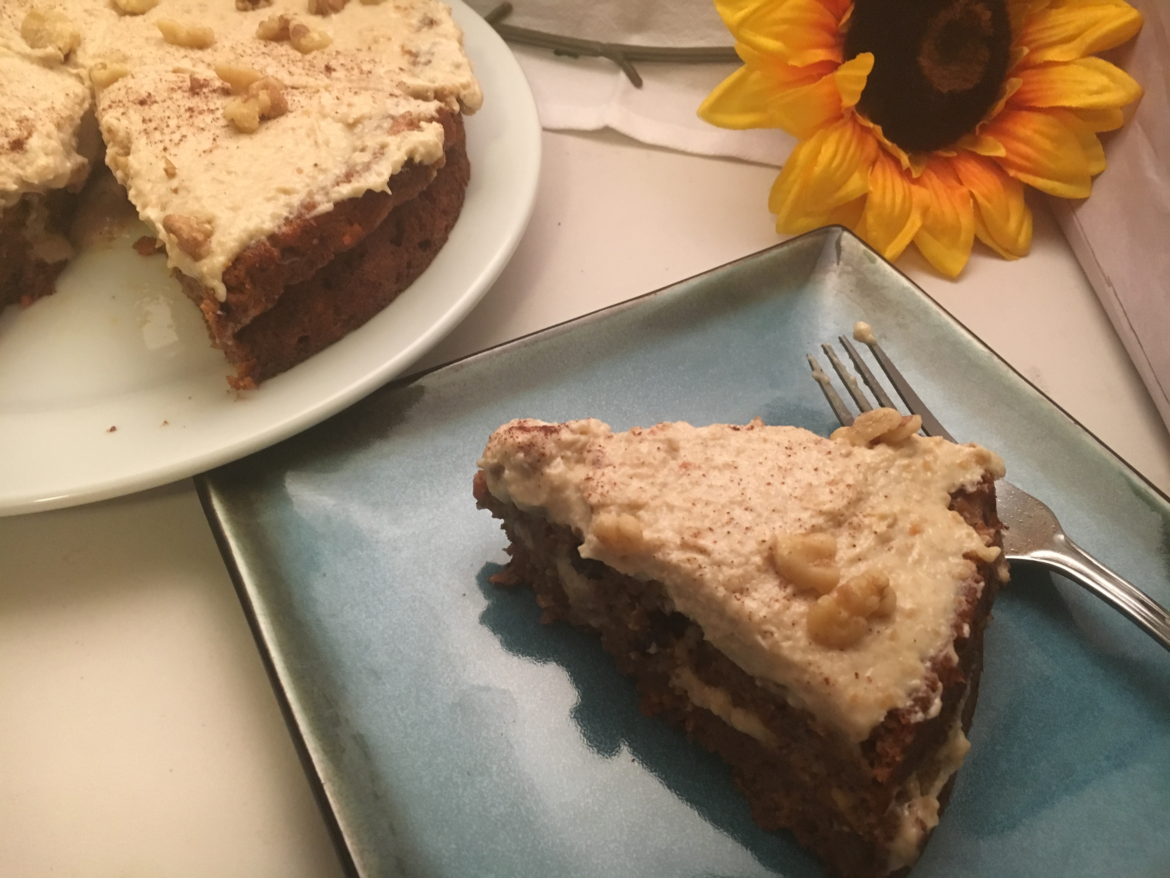 Dairy free, refined sugar free, and a THM S - coconut carrot cake. 